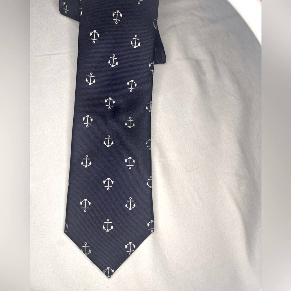 Nautical Tie All Silk Handmade by Haines&Bonner Navy and White